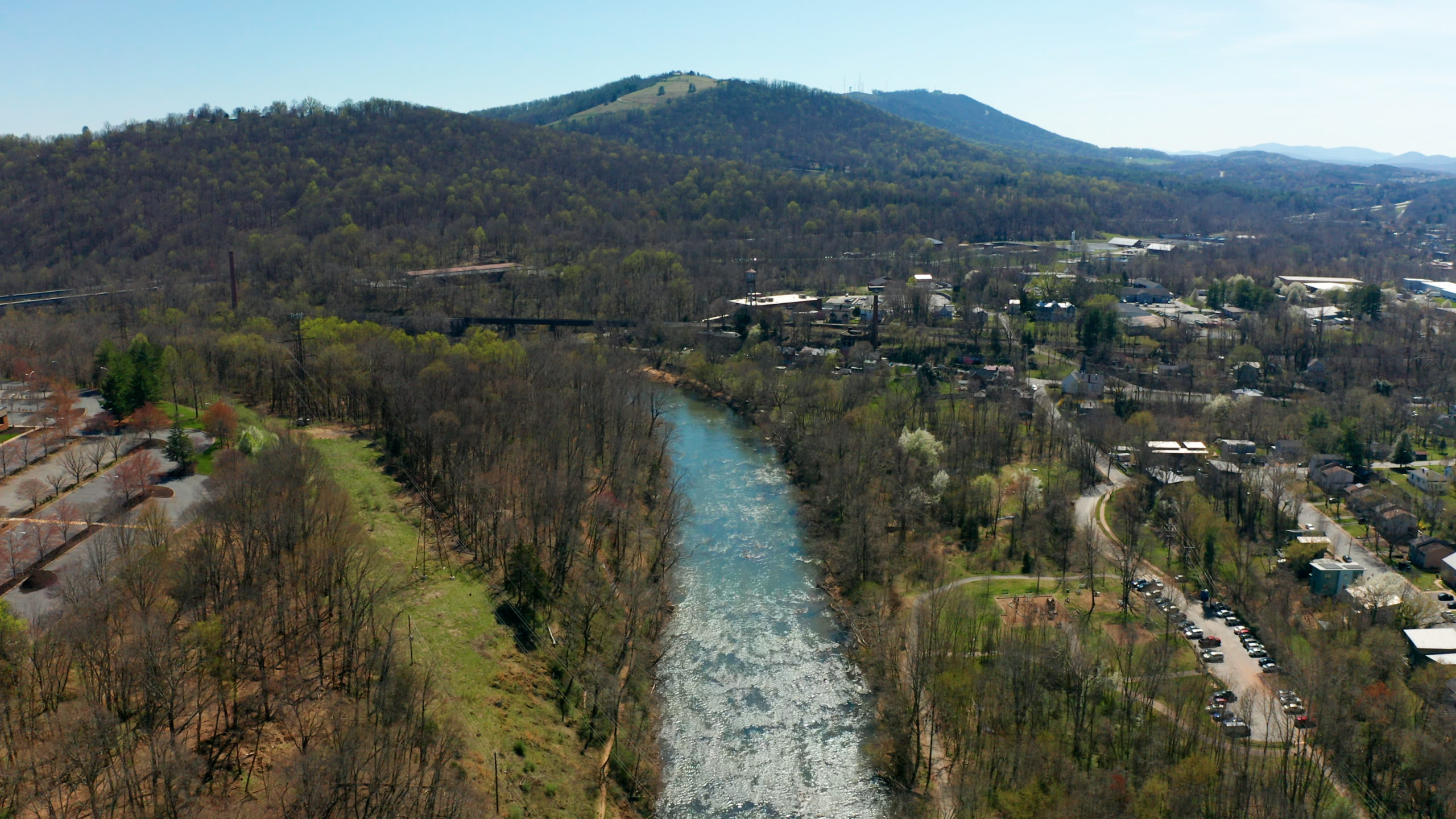 Drone image of the Rivanna River