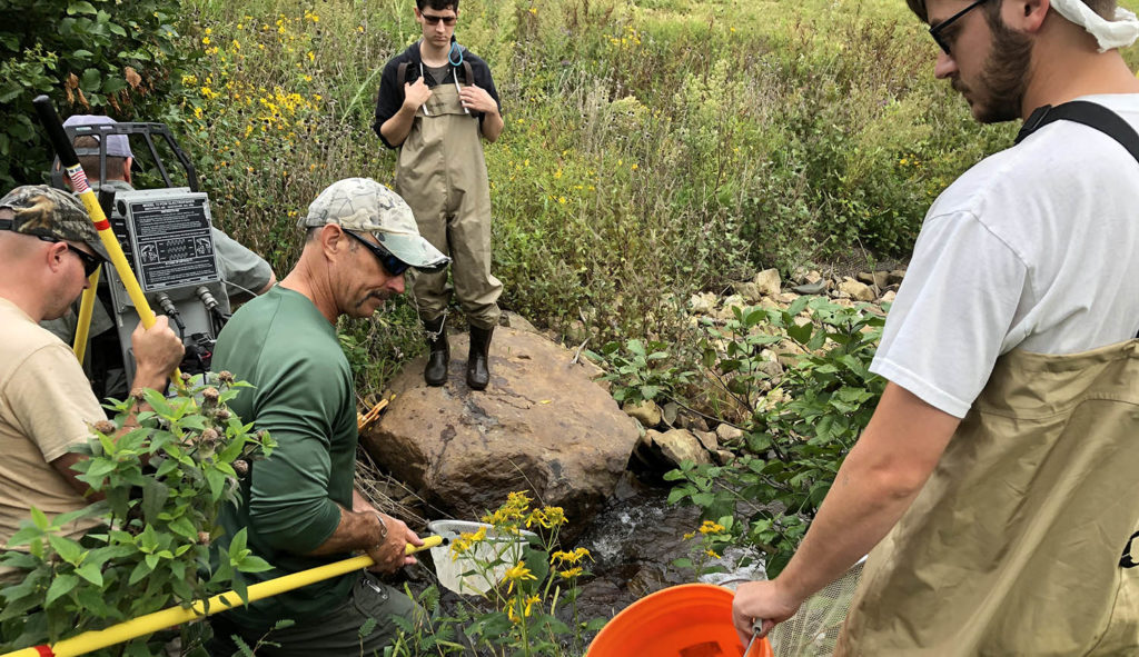 Fish count with DWR biologists