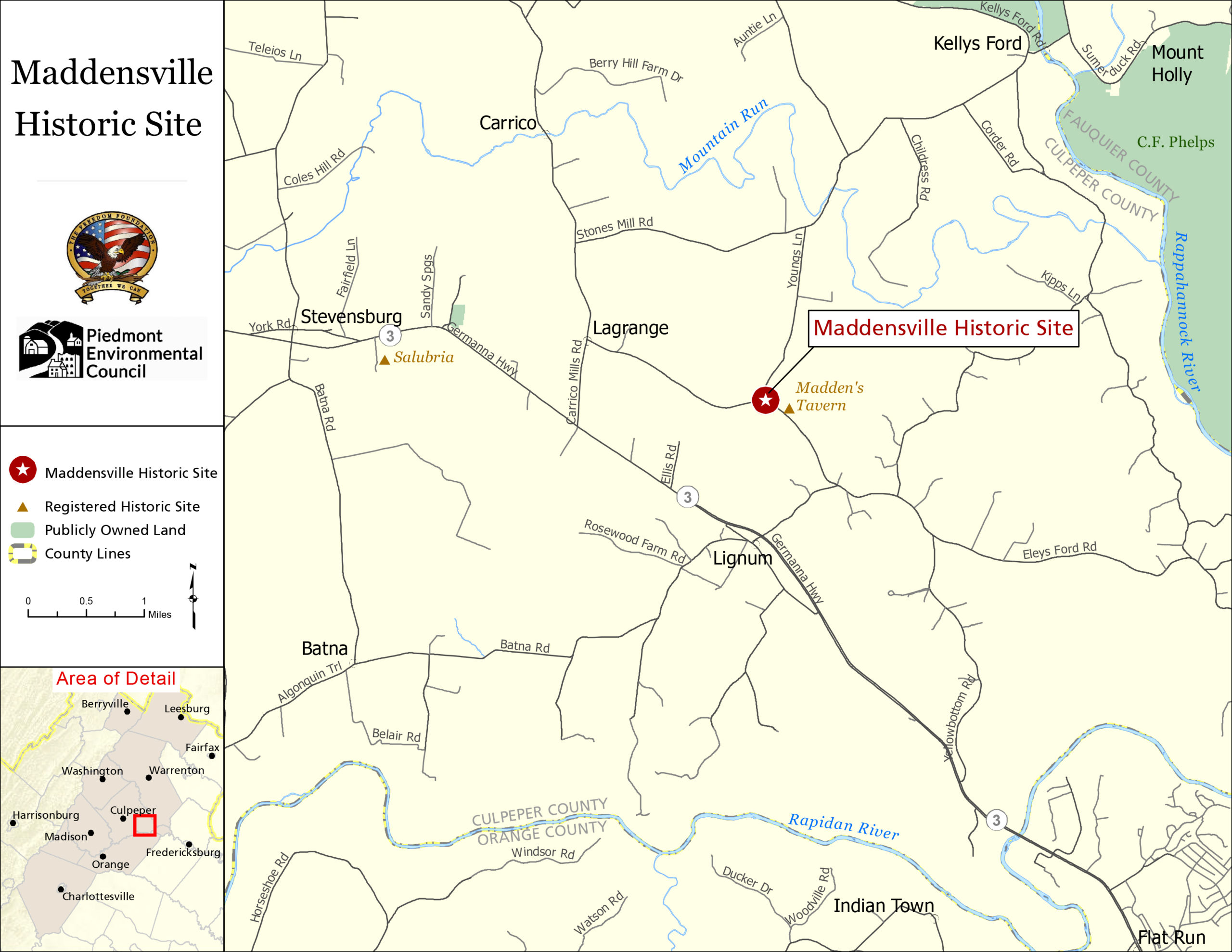 map that shows location of the Maddensville site