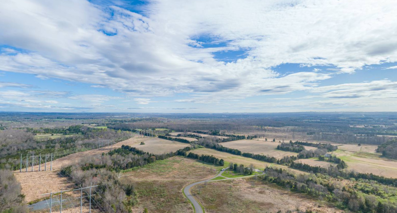 aerial view over rural Manassas Battlefield