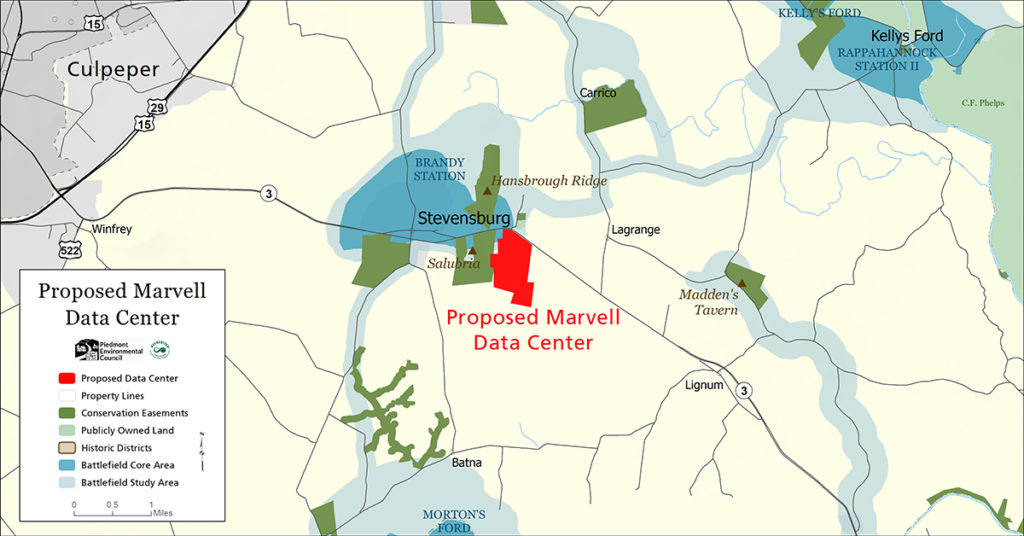 map showing proposed data center location