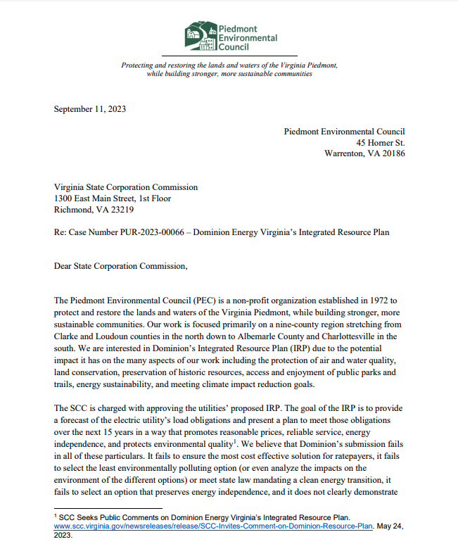 PEC Responds to Dominion Energy’s Proposed 2023 Integrated Resource Plan