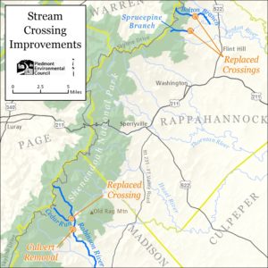 location of replaced stream crossings