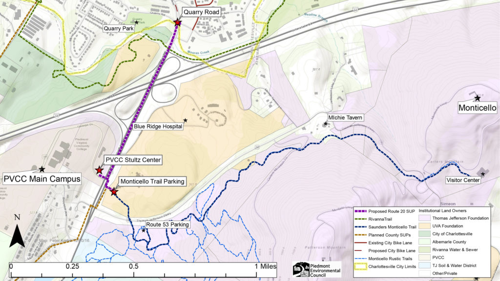 Map of Route 20 Shared Use Path route