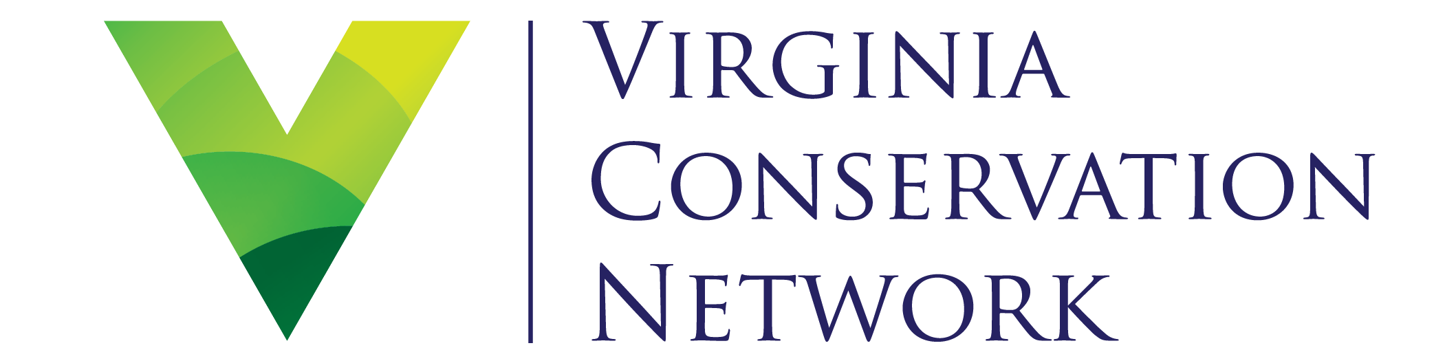 a green letter "v" left of text that says "Virginia Conservation Network"