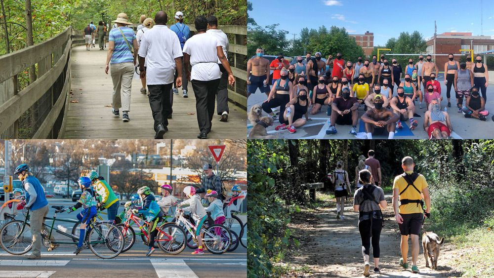 biking/walking collage