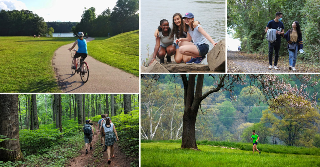 people walking and biking