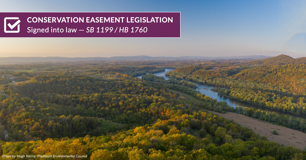 conservation easement sb1199 hb1760 banner aerial image of potomac river