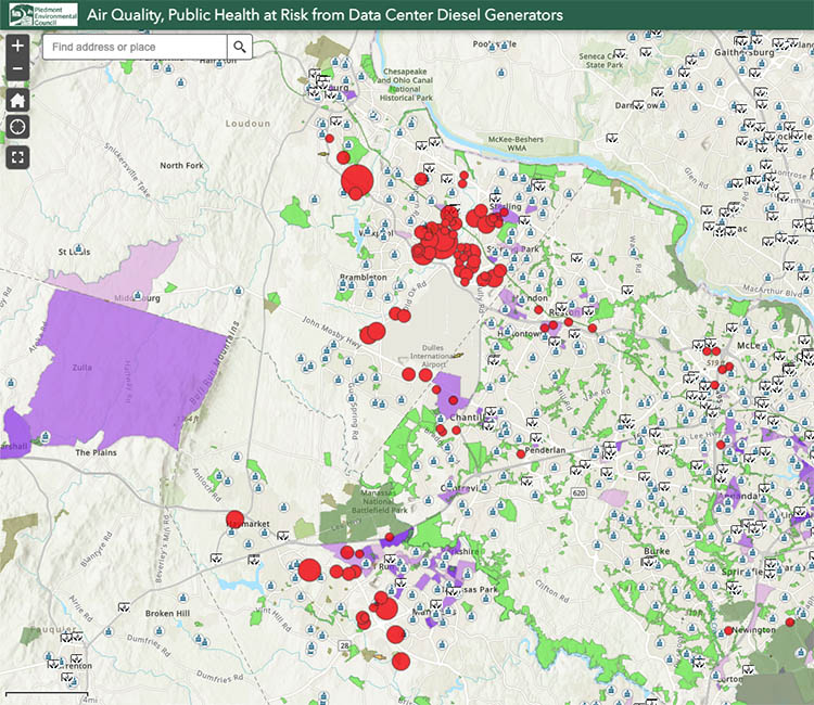 Data Centers, Diesel Generators and Air Quality – PEC Web Map