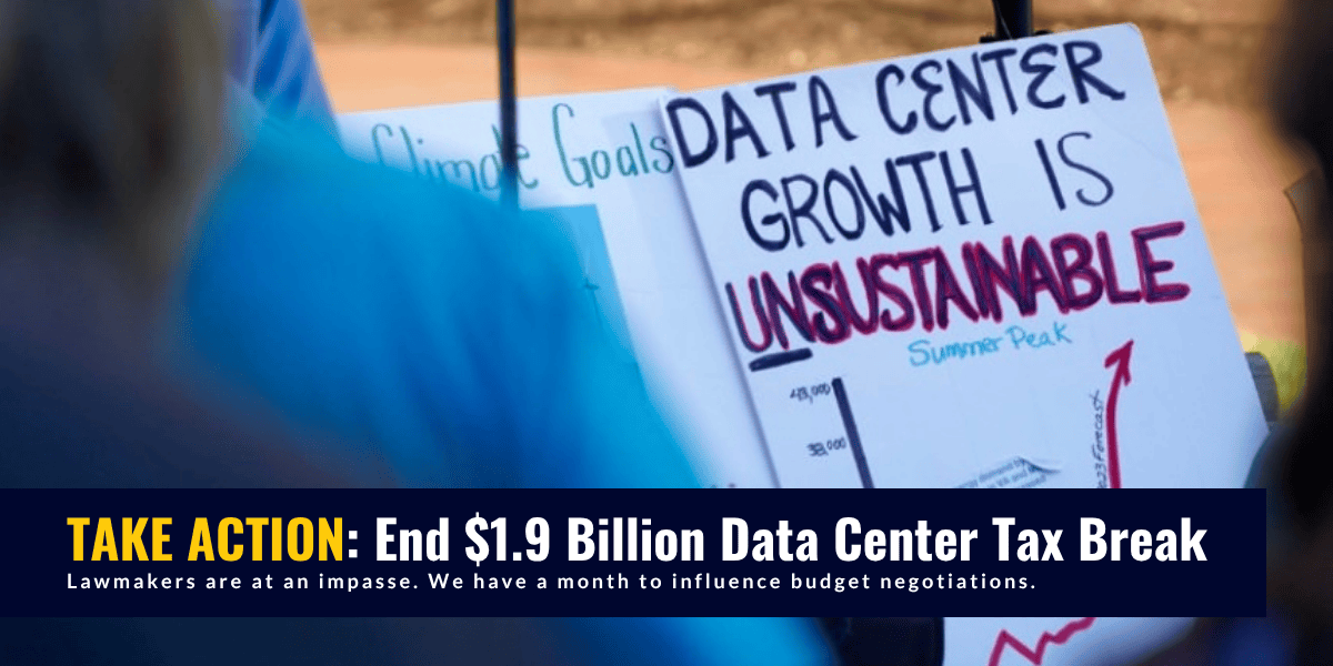 Protest against data center tax breaks