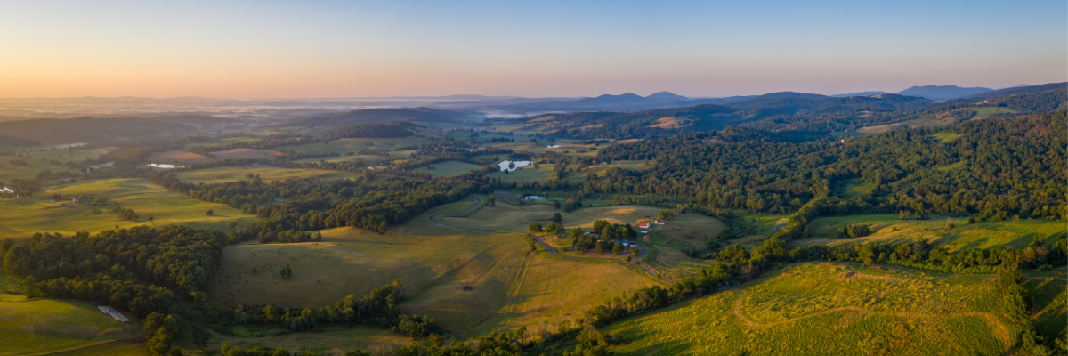 aerial image of valley of conserved land