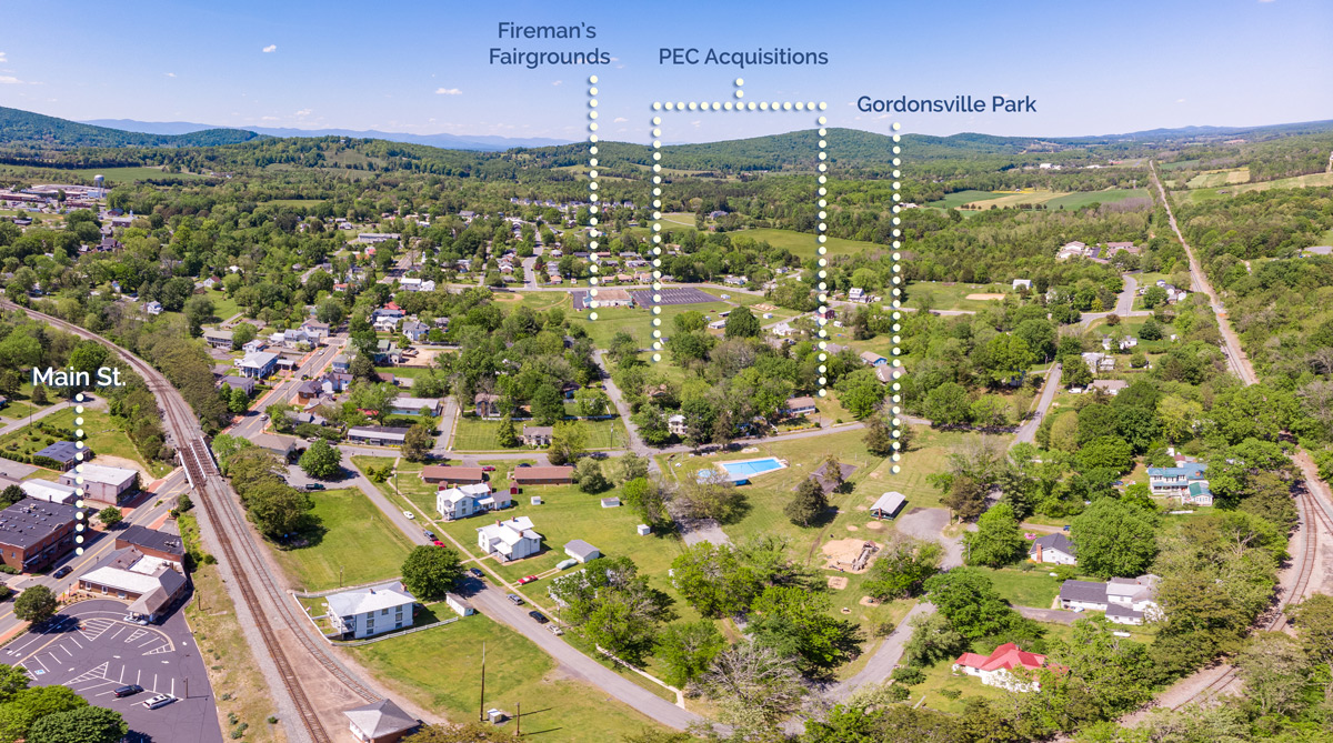 Aerial of Gordonsville park parcels