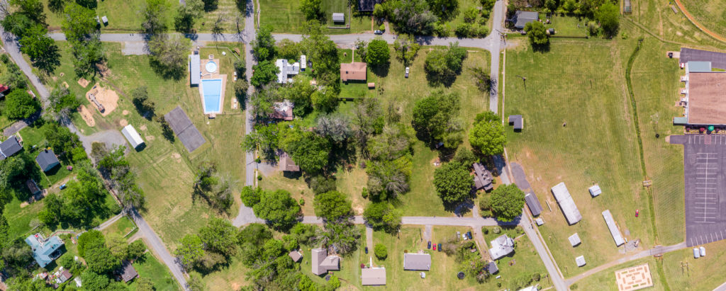 An aerial image of the Gordonsville park system.