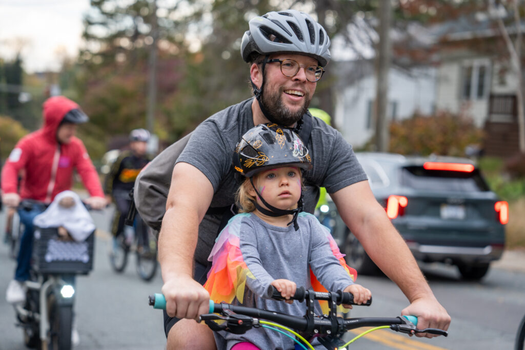 Costumed bike rider(s) in the 2025 Halloween Bike Ride.