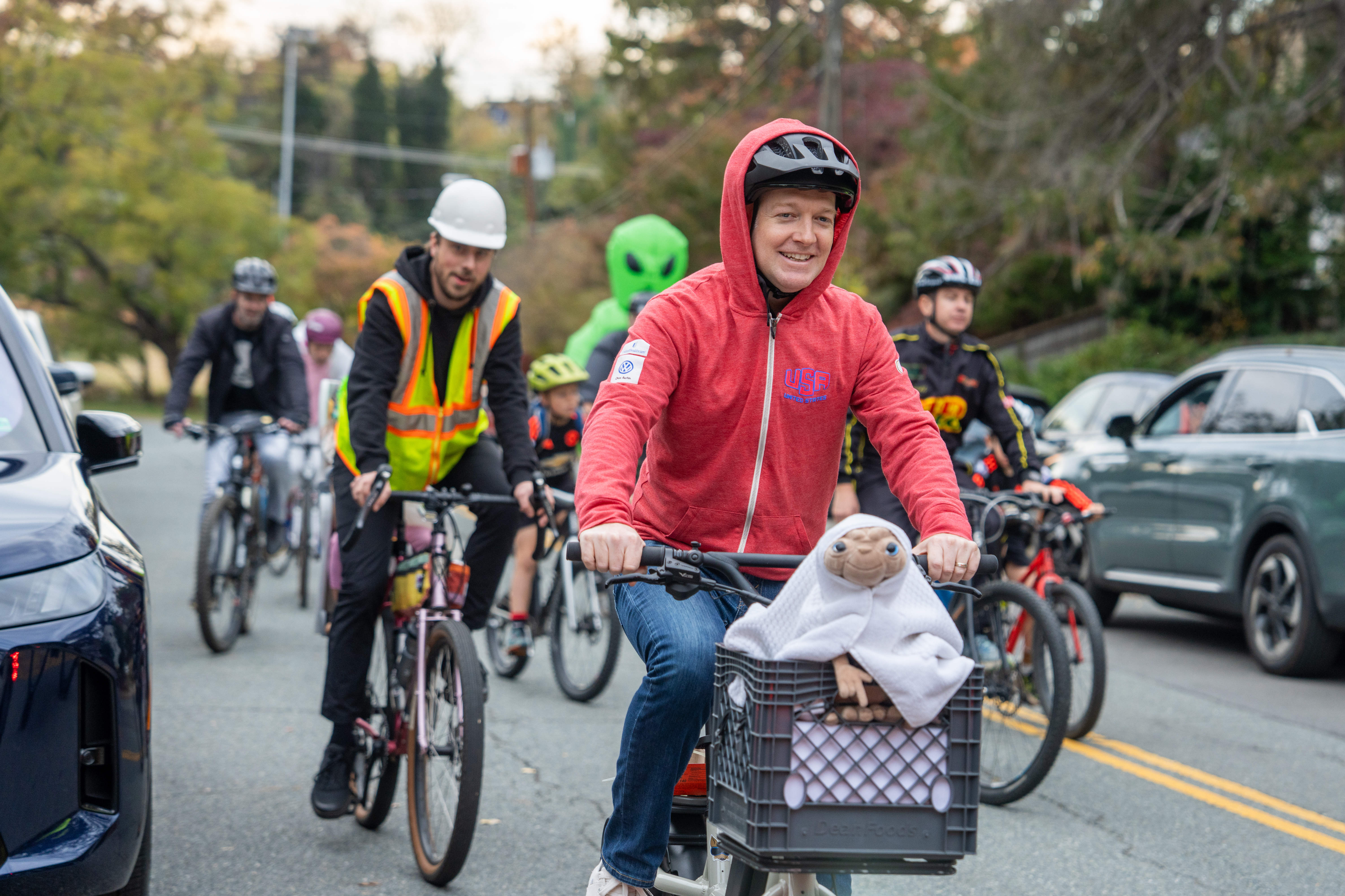 Costumed bike rider(s) in the 2025 Halloween Bike Ride.
