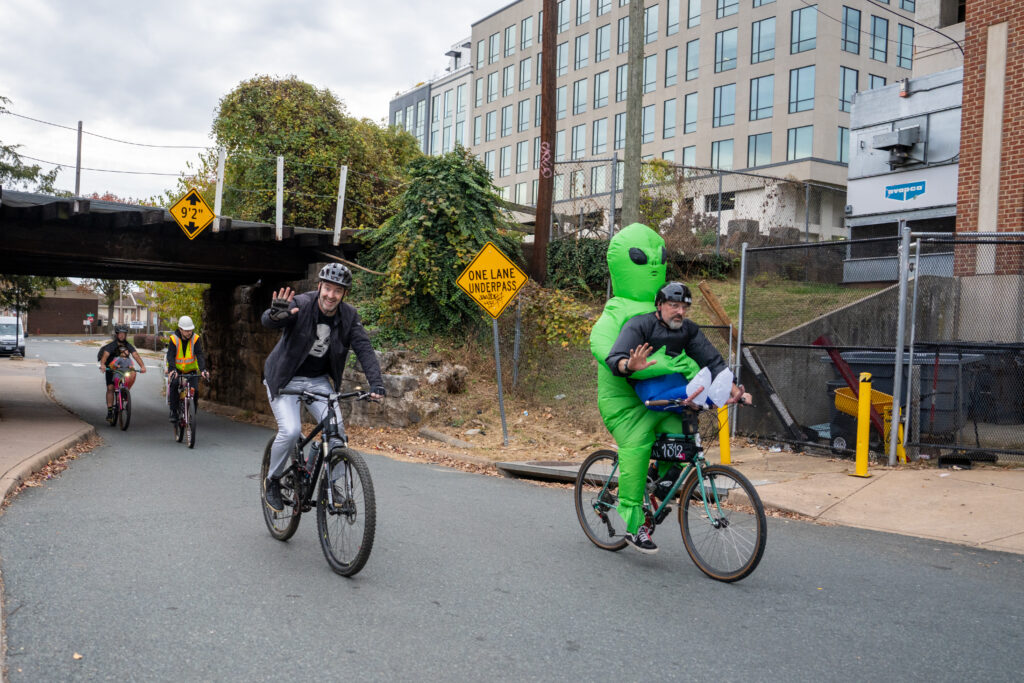 Costumed bike rider(s) in the 2025 Halloween Bike Ride.