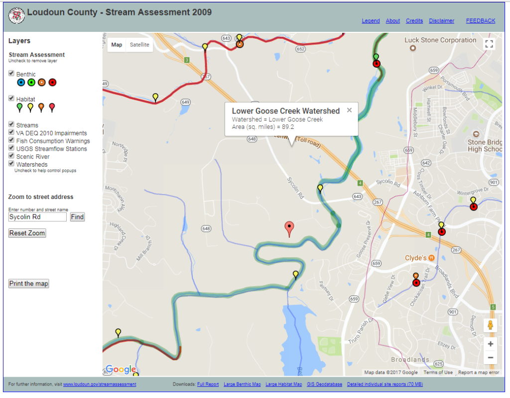 Loudoun stream assessment mapping