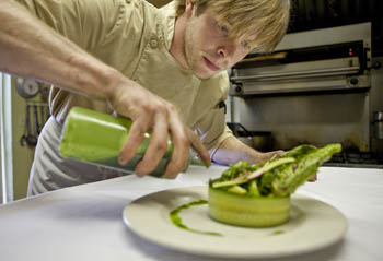 Chef makes spring salad