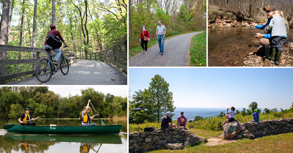 biking, walking trail, fishing, canoeing, enjoying piedmont memorial overlook