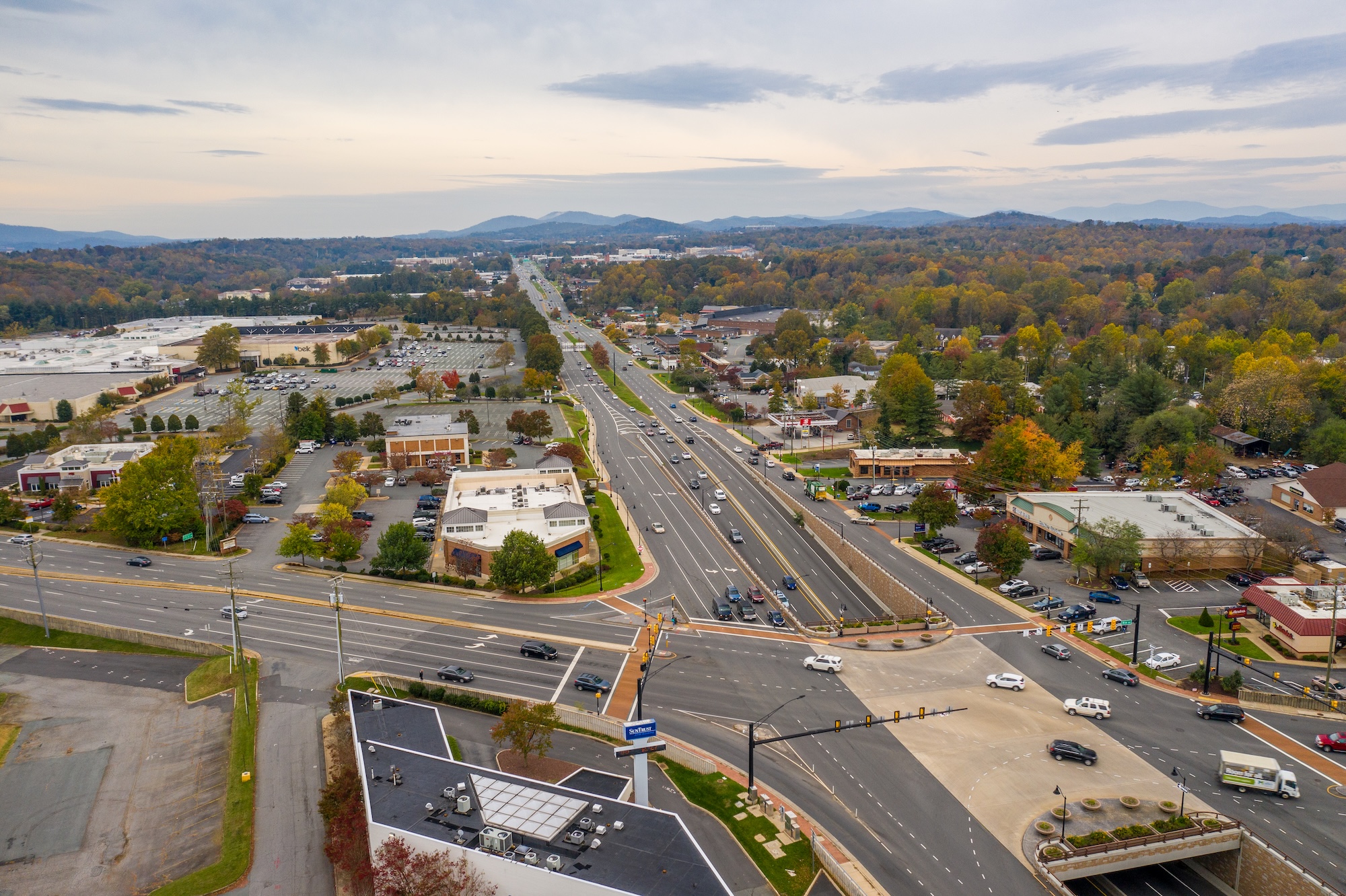 An aerial view of U.S. Route 29 North in Albemarle County.