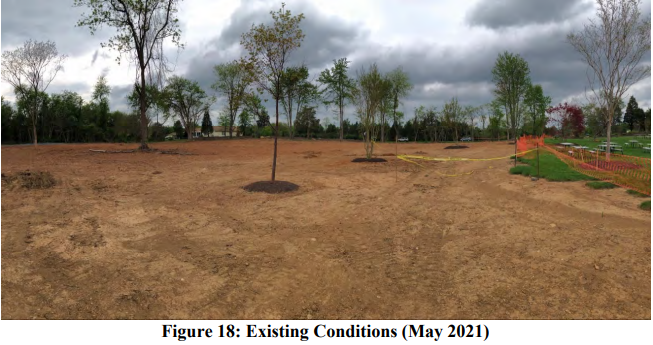 cemetery area with graded dirt and small trees throughout