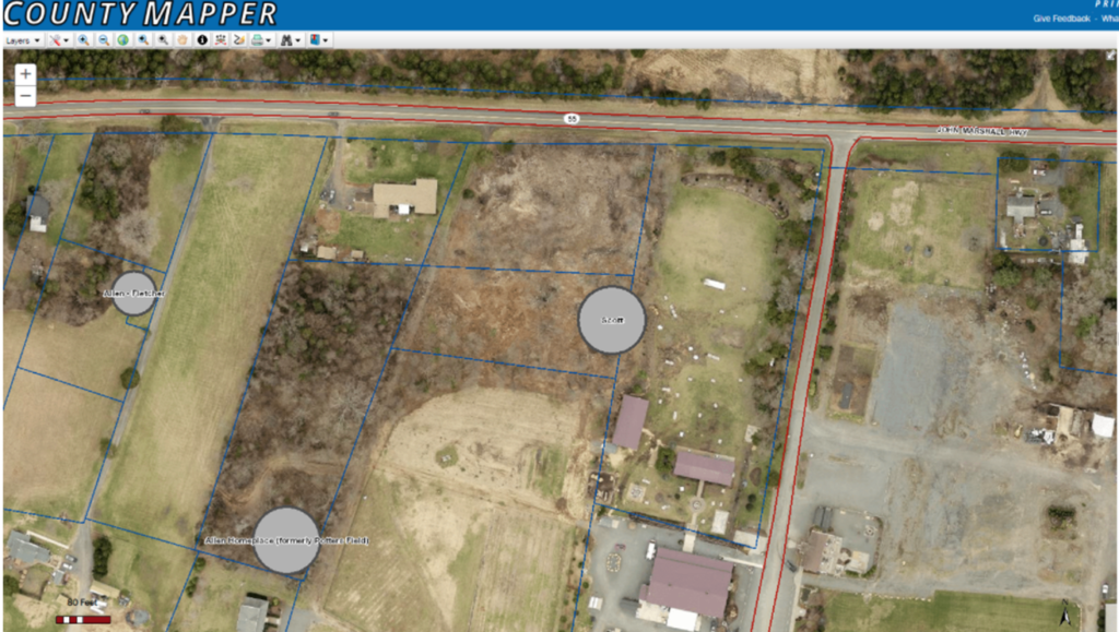 screenshot of aerial image parcel map