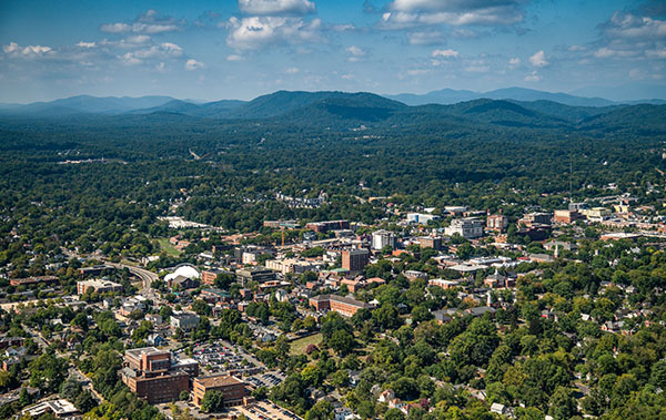 Charlottesville surrounded by countryside