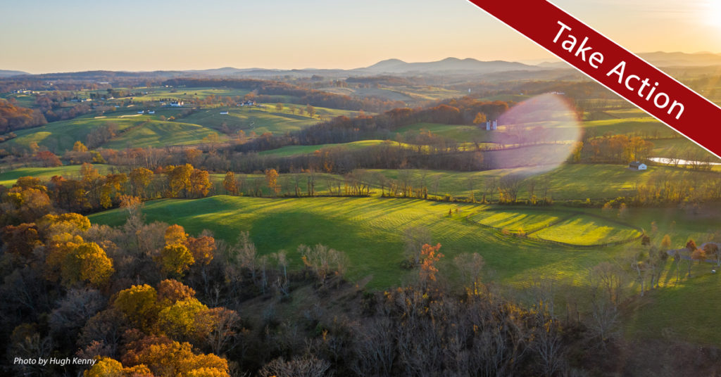 aerial image of farmland in the goose creek watershed