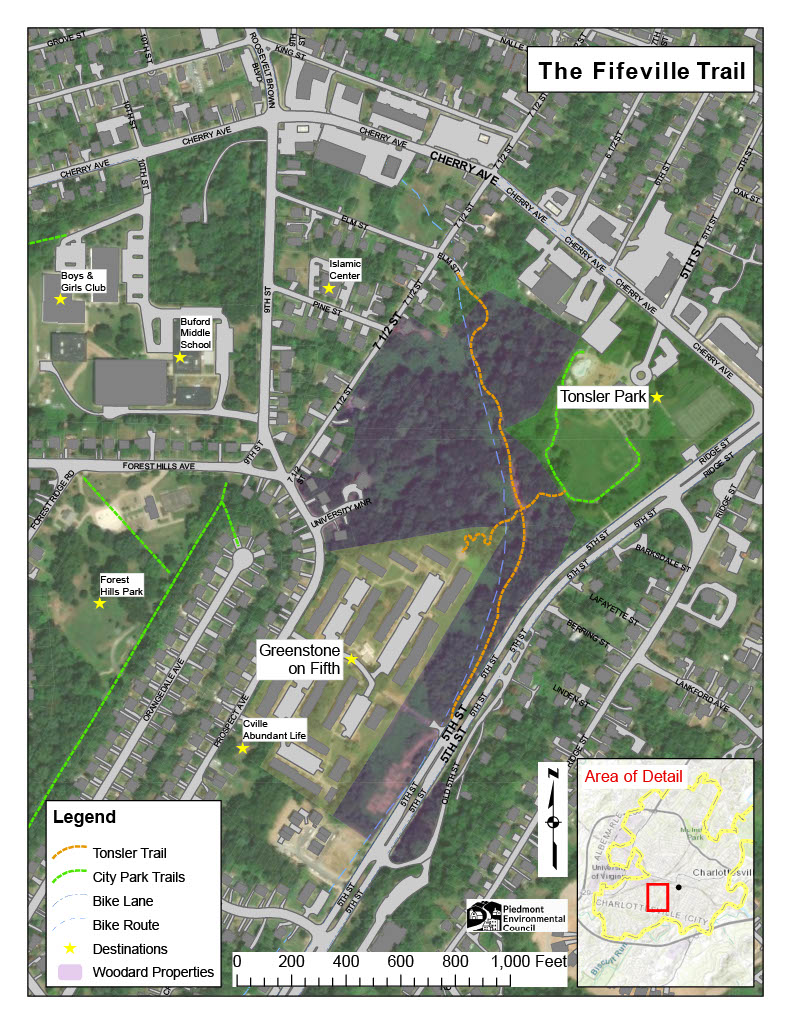 A map of the Tonsler Trail connection.