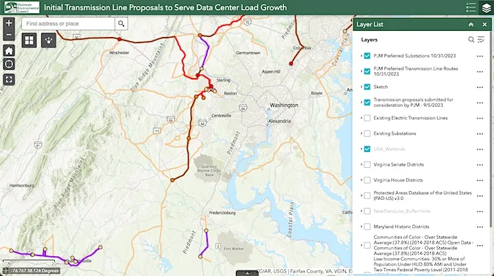 transmission line webmap screenshot